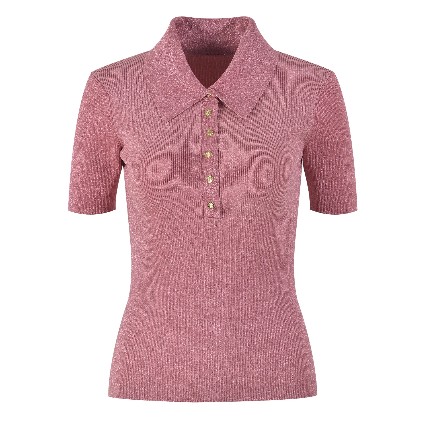 

Ele ort Sve Ne Knitwear Women's T-irt iny Tead Summer High-End Version Sweet Pink French Sle Top