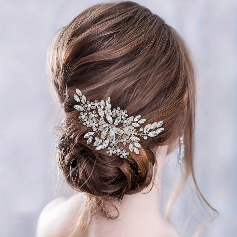 Luxury Rhinestone Crystal Hair Comb And Pearl Headband For Women Party Prom Bridal Wedding Hair Accessories Jewelry Comb Tiara