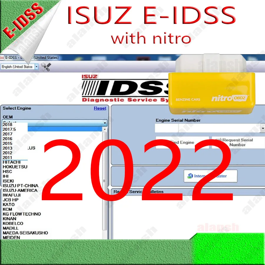 2022 for Isuzu IDSS E-IDSS E IDSS Commercial Vehicles Excavator Truck Diagnostic Scanner Tool + NITRO