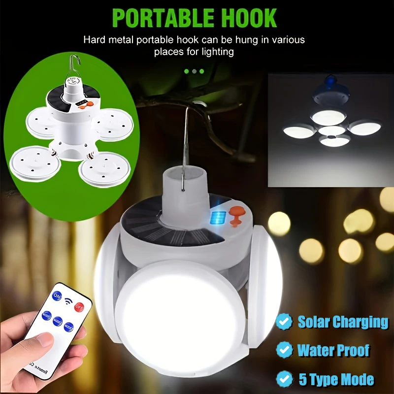 

Портативный солнечный фонарь для кемпинга, светодиодный перезаряжаемый уличный подвесной светильник для палатки, складные светодиодные футбольные лампы с крючком, аварийное освещение