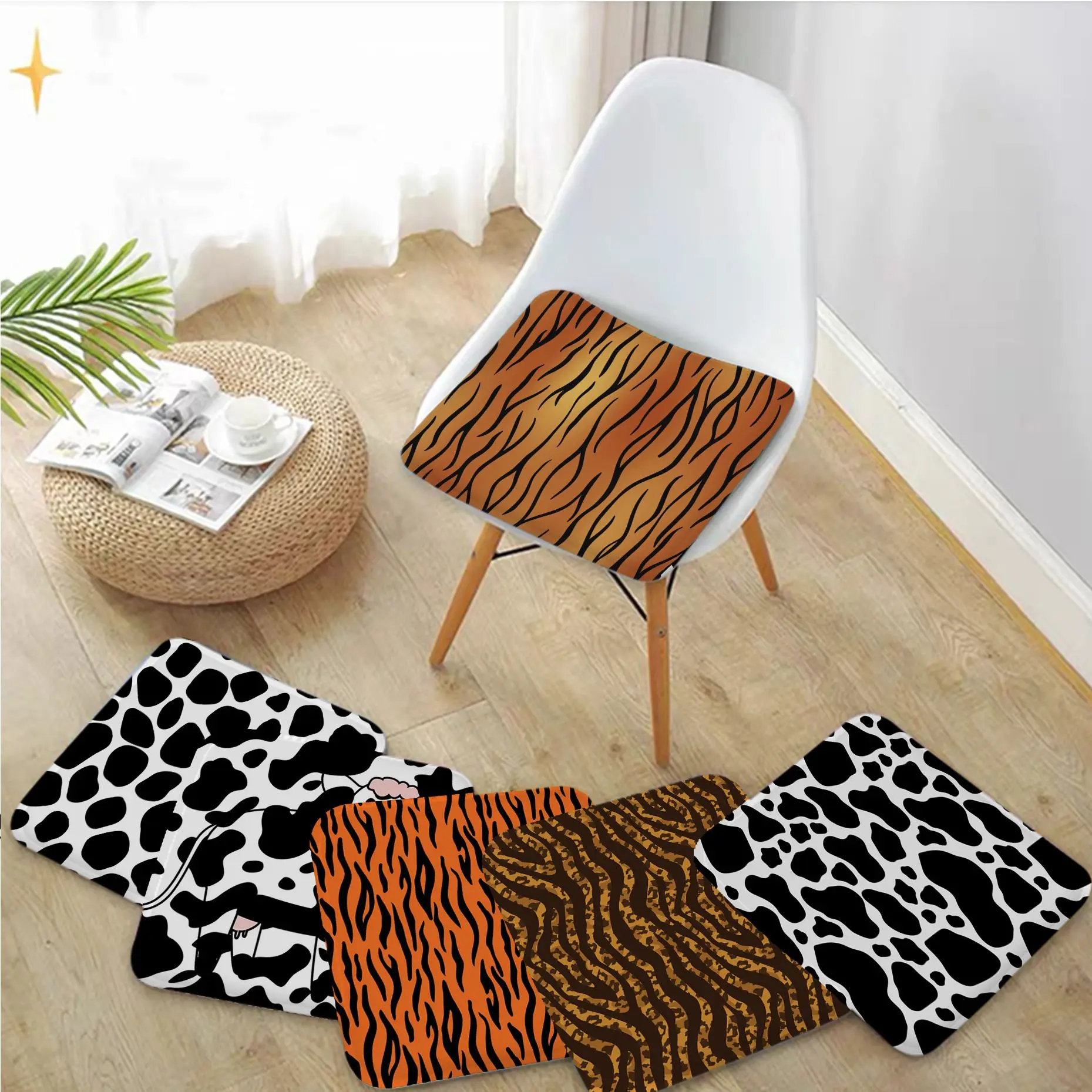 

Animal Zebra Cow Painting Round Meditation Cushion Stool Pad Dining Chair Tatami Seat Cushion Anti-Slip Cushion Pads