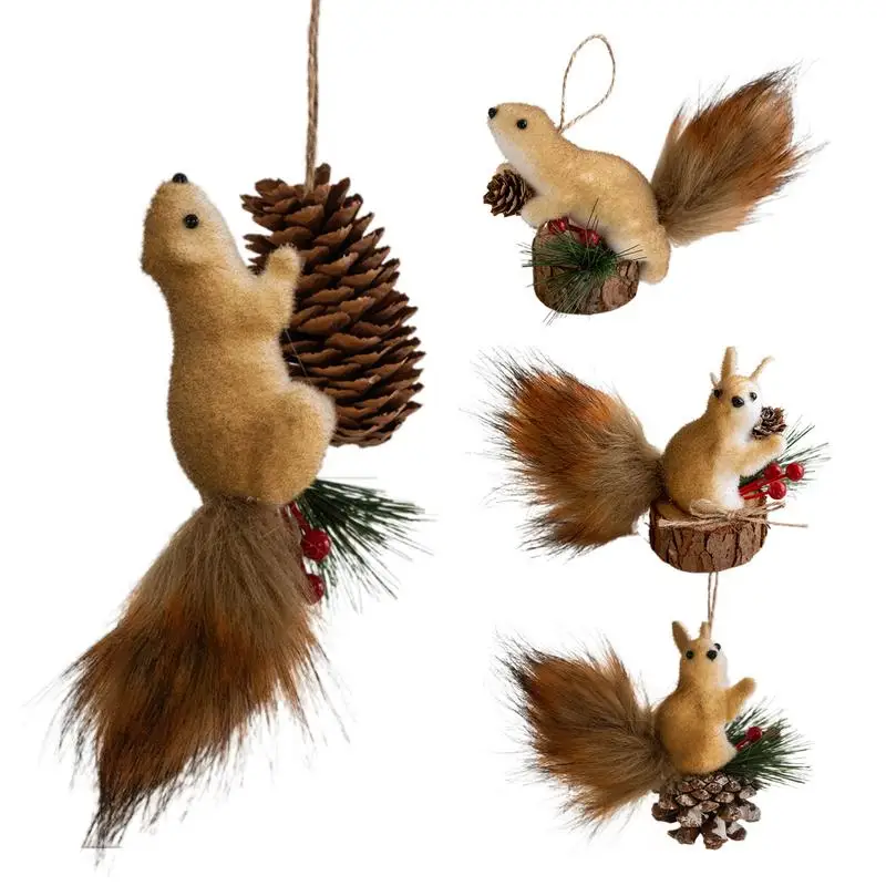 Christmas Decorations Simulated Squirrel Pendant FoamWool Cute Squirrel Christmas Tree Creative Doll Small Creative Pendant 2025