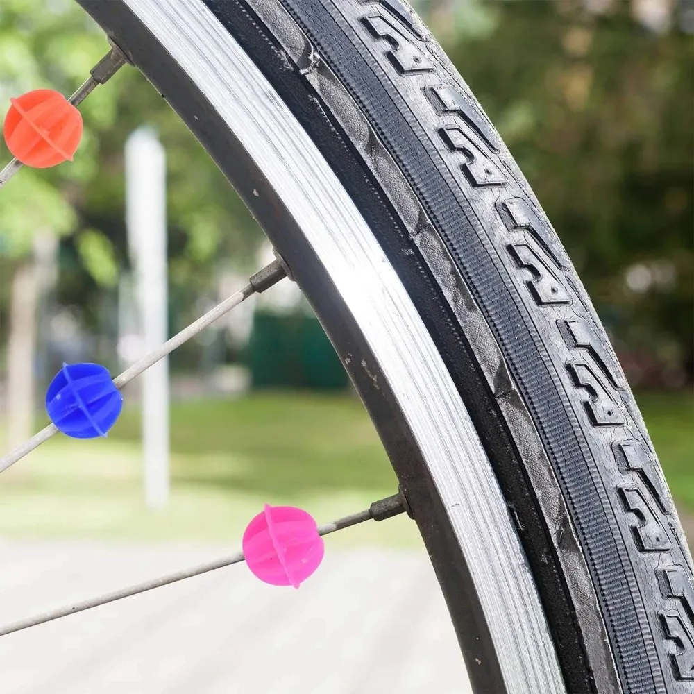 72 Stück Fahrrad-Speichenperlen aus Kunststoff, Reifen-Dekoration und 2 Stück bunte Fahrradlenker-Quasten, Fahrrad-Dekoration – Detail 7