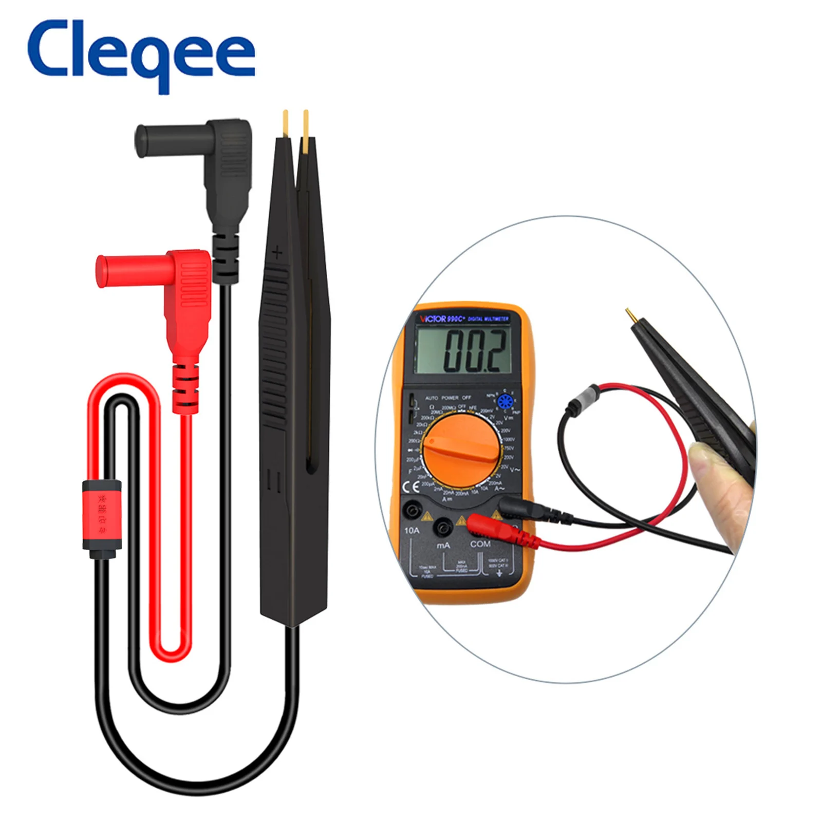 Cleqee P507D 11 قطعة متعددة اختبار يؤدي عدة 4 مللي متر الموز التوصيل التمساح كليب السيارات اختبار هوك سلك ثقب التحقيق الملقط