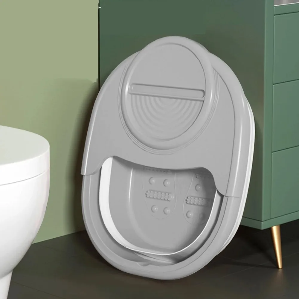 Cubo de baño de pies portátil para el hogar, lavabo plegable para masaje de pies y pedicura, novedad