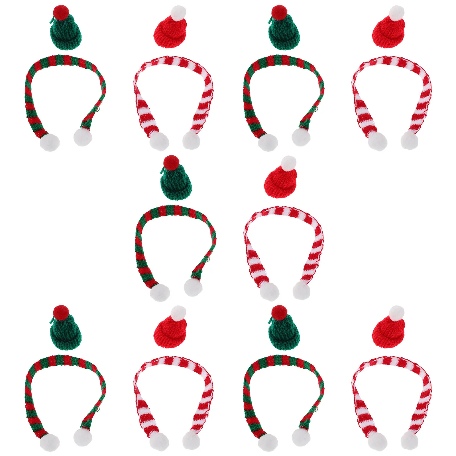 

20Pcs Mini Santa Hat and Scarf Set Festive Red Green Cloth Holiday Decor for Dollhouse DIY Craft Lollipop Ornaments Wine Bottle
