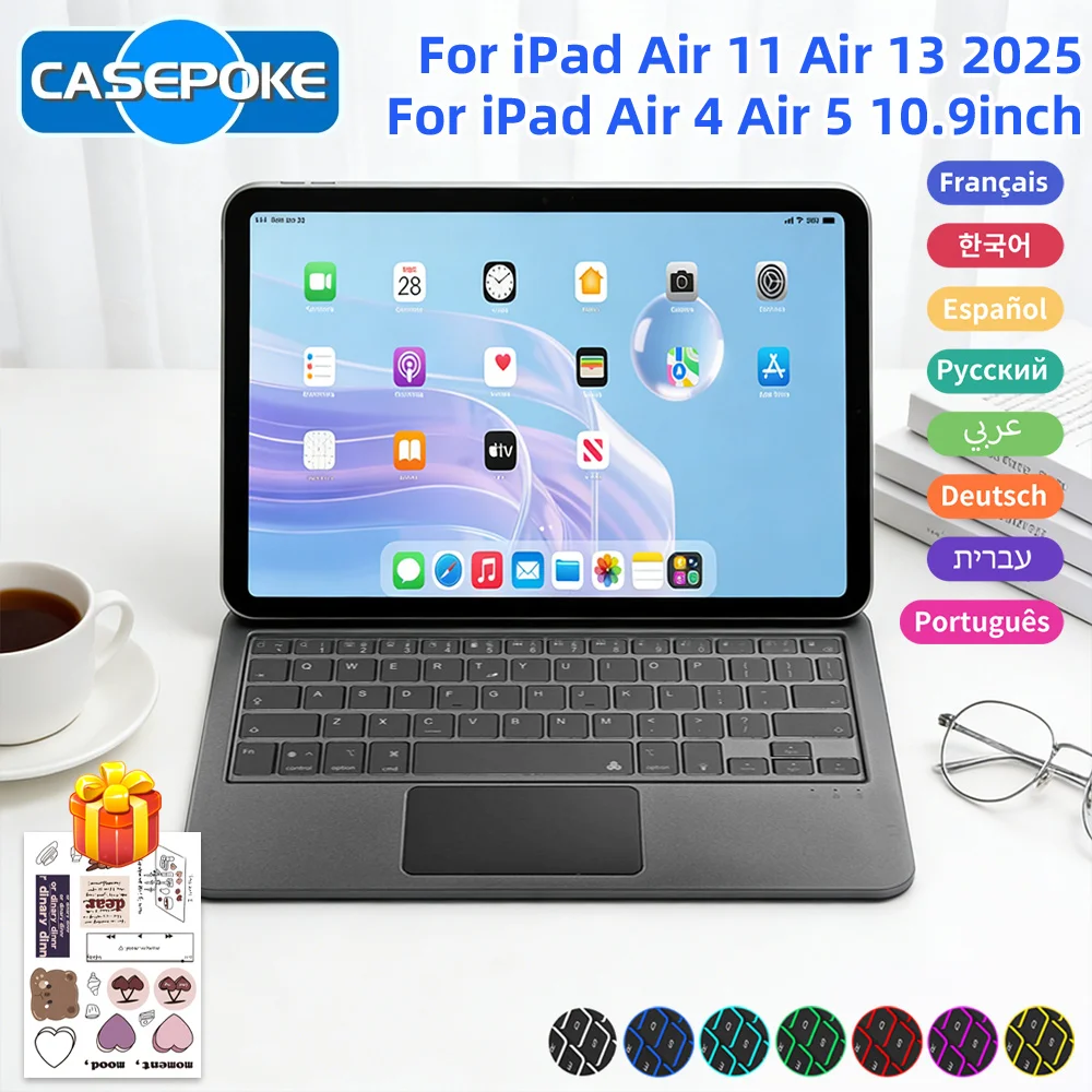

Magic Bluetooth Keyboard Case for iPad 2025 A16 11th 10th Generation Cover for iPad Pro 11 12.9 13 M3 Air 4 5 6 Smart iPad Case