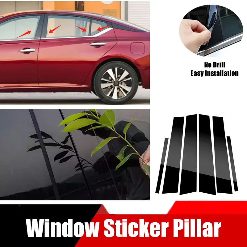 

For Nissan Maxima 2016-2022 2017 2018 2019 Window Trim Covers Center Film Column B C Pillar Posts Sticker Car Accessories 6pcs
