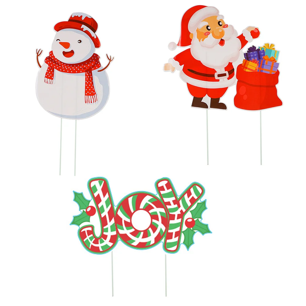 

3 pcs Christmas Garden Stakes Set Festive Lawn Decorations Yard Signs Outdoor Indoor Holiday Decor Christmas Supplies