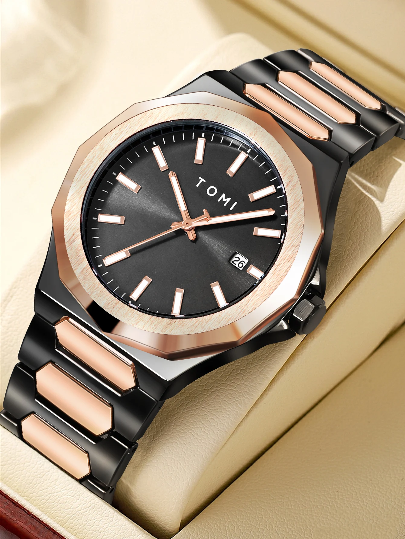 TOMI Luxus Business herren Uhr Geschenk Box Set Hohe Qualität Rose Gold Fall Einfache und Vielseitige Quarzuhr Relogio Masculino – Detail 6