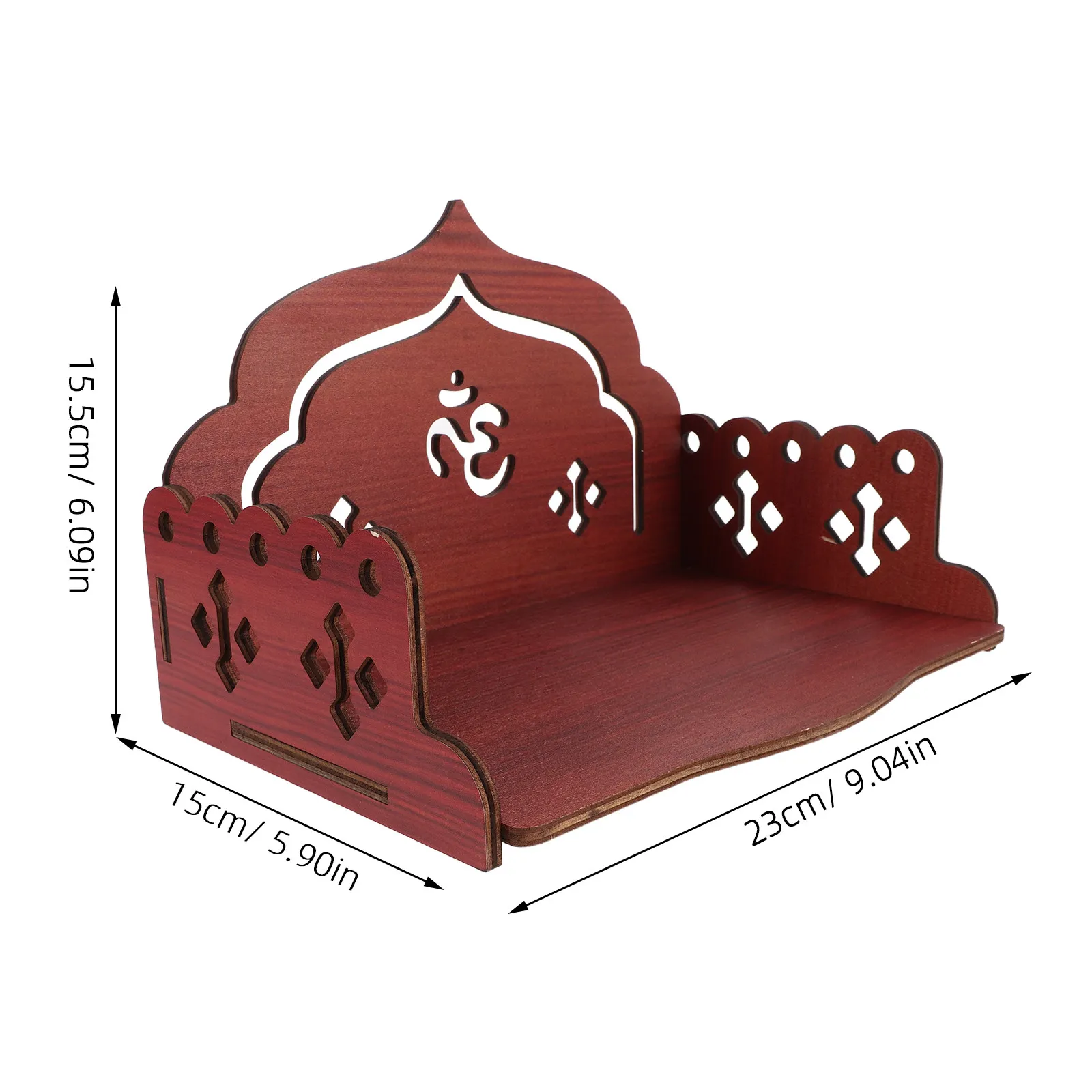 Wooden Temple Pooja Rack Wall Mounted Altar Shelf 9.1x6.1x5.9 Inch Small Wall Hanging Buddhist Shrine Shelf for Prayer Corner