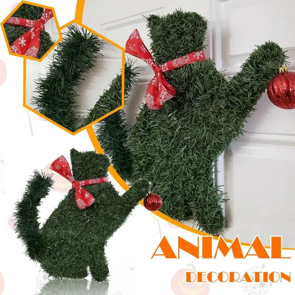 Handmade Christmas Wreath Ornaments Indoor Outdoor Doberman Labrador Dog Cat Wreath Pendant New Year Door Garlands Decoration