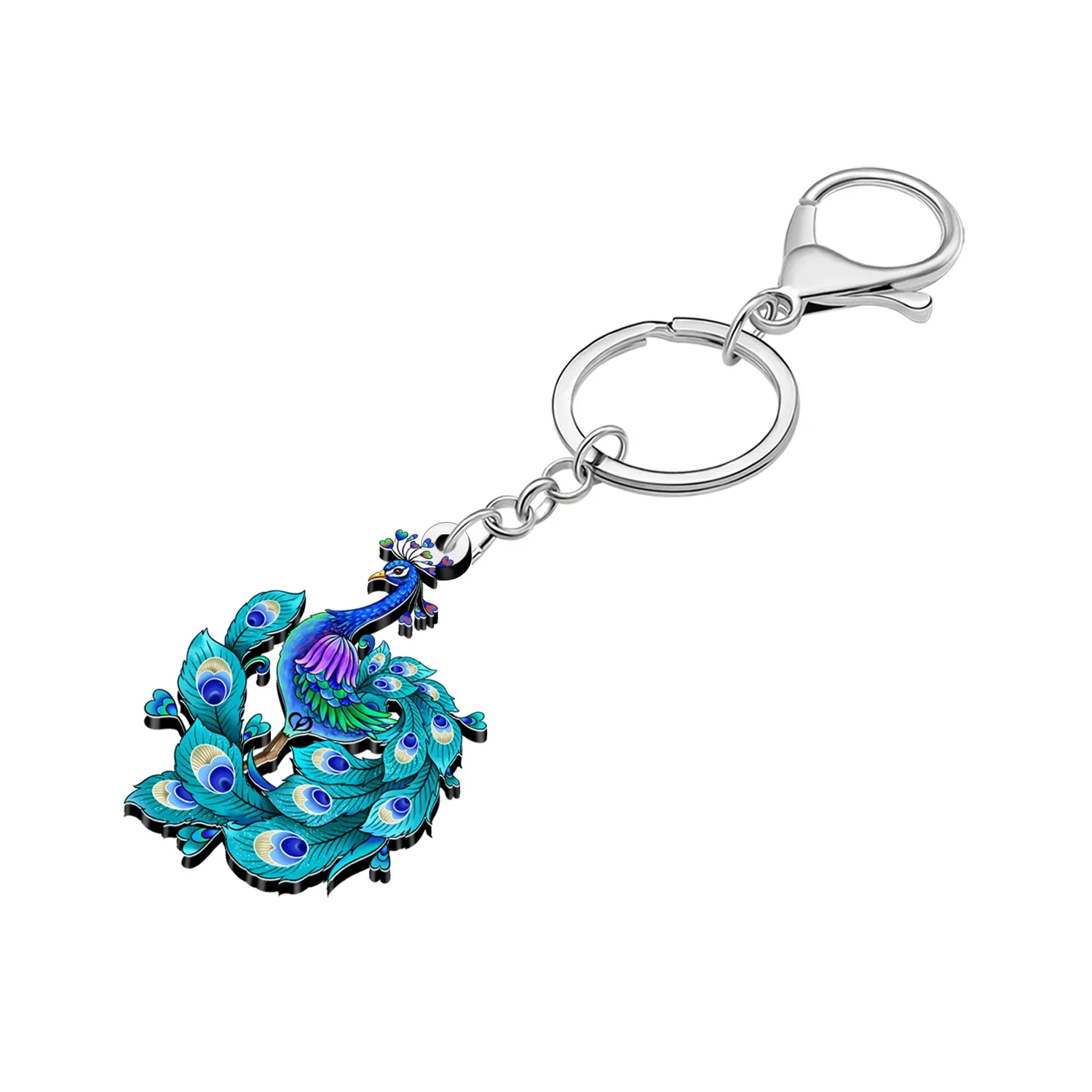 WEVENI Acrylic Colorful Peacock Birds Keychains Holy Elegant  Animals Jewelry Handbag Car Key Chains for Women Girls Accessories - view 4