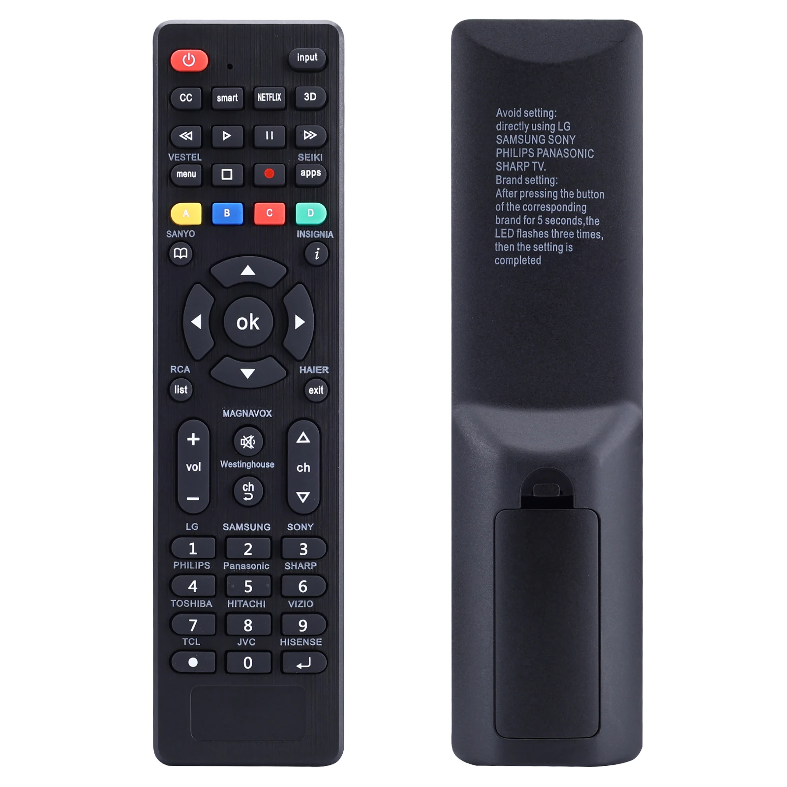 Universal TV Remote for L.G,Samsung, TCL, Philips, Vizio, Sharp, Sony and Other Brands LCD LED 3D HDTV Smart TV Remote Control