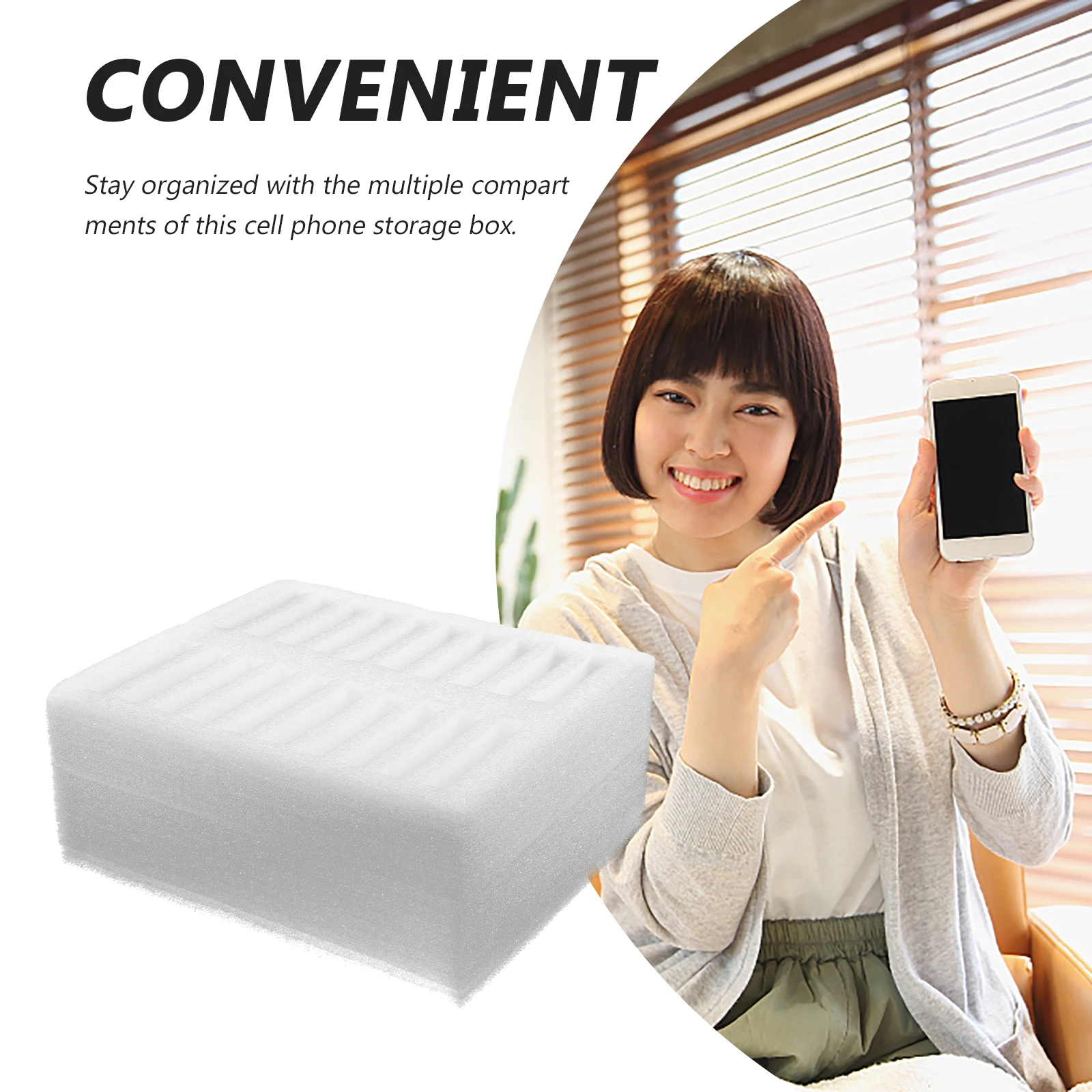 1pcs Cell Phone Storage Box Desktop Organizer Classroom Office Epe Foam Multi Compartment Secure Slot File Box