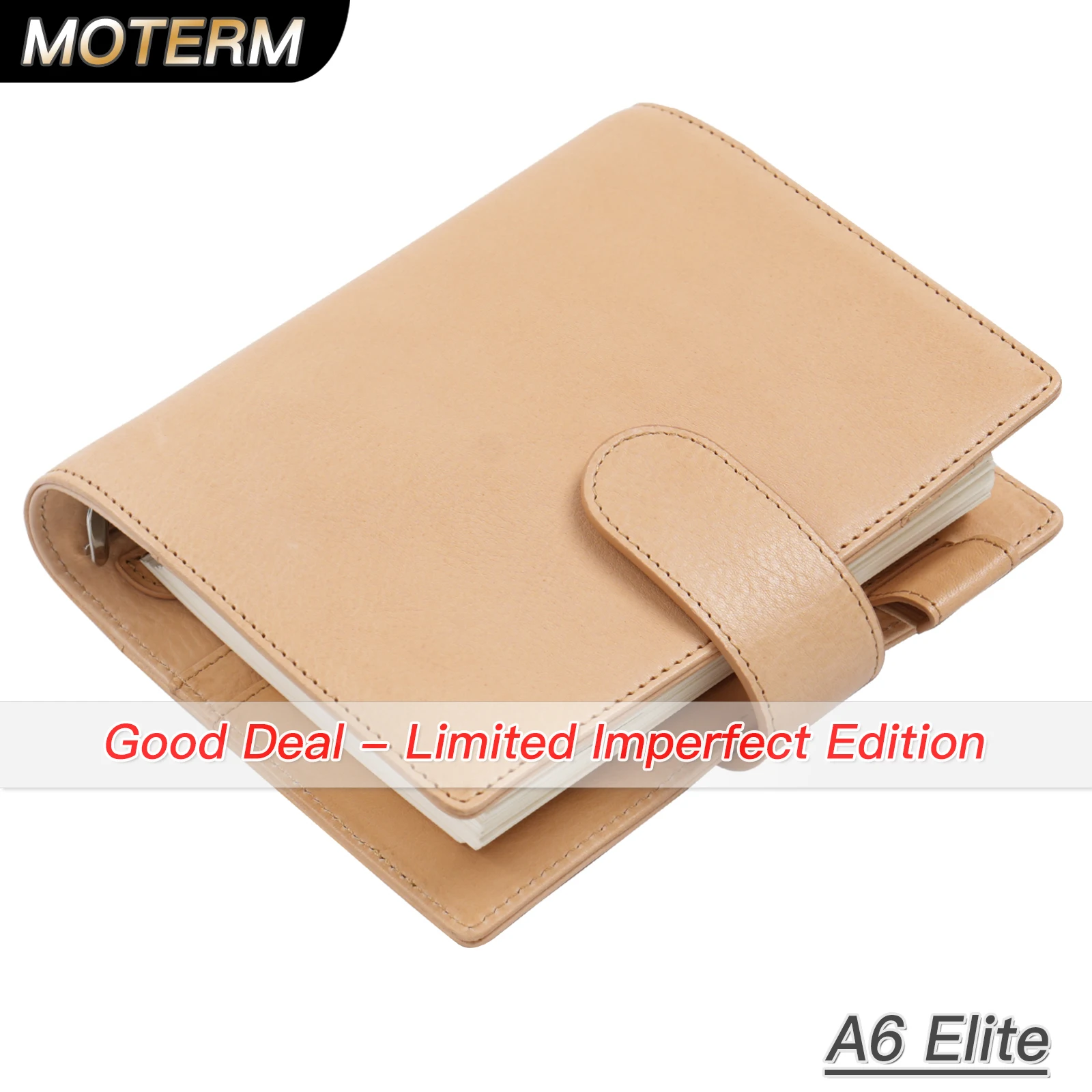 Limited Imperfect Moterm Vegetable Tanned A6 Size Elite Rings Planner without Big Back Pocket Leather Binder Notebook Cover