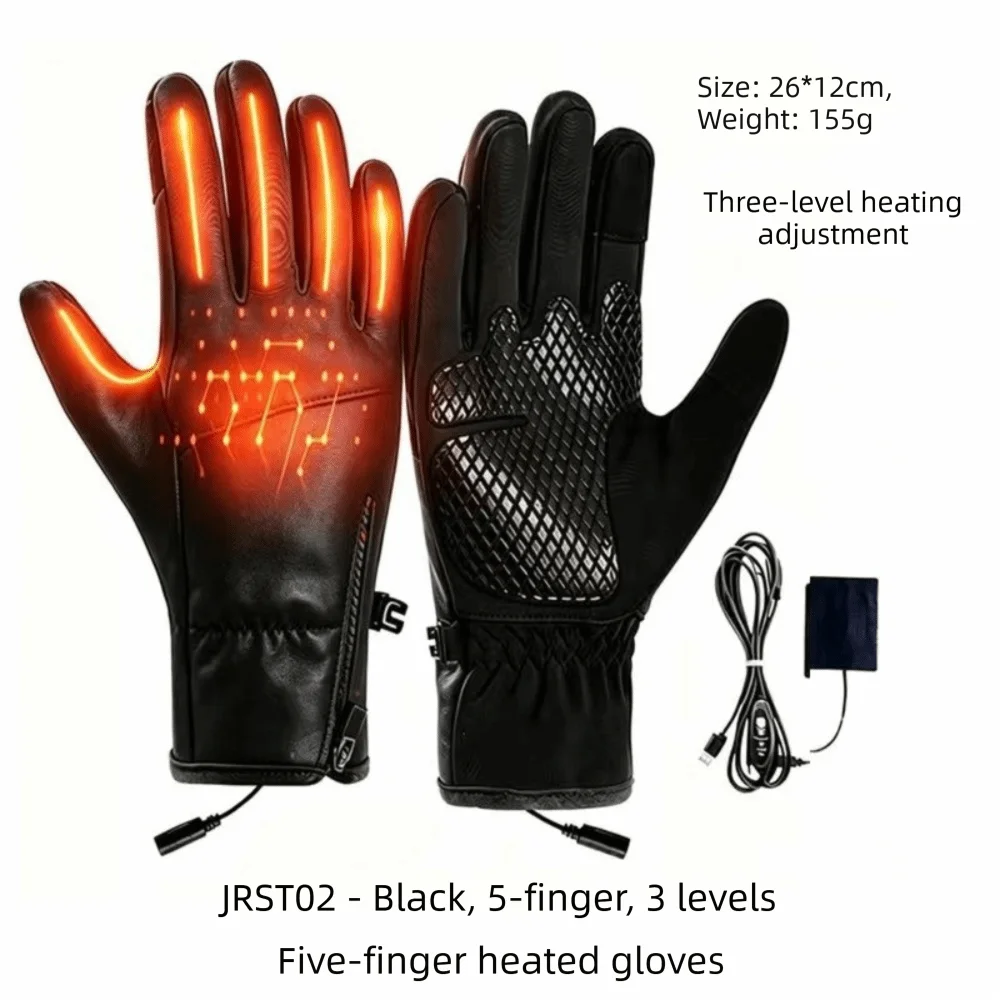 1 Level 3 Level USB Electric Heated Gloves Solid Color Adjustable Temperature Winter Heated Gloves Thick Simple