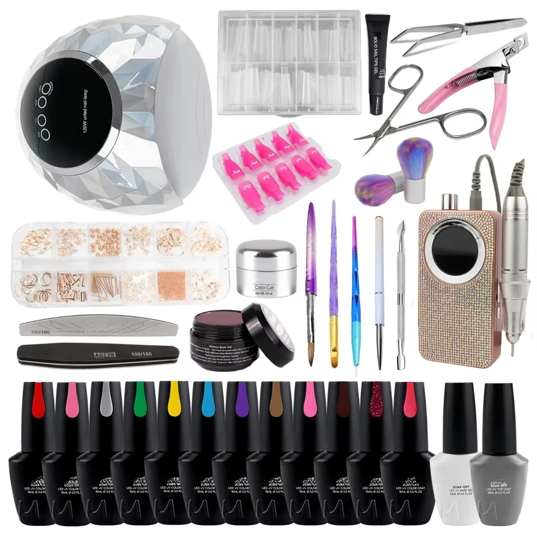 Nail Art Supplies Salon Manicure Tool Set Kit Complet Private Label 15ml Nail Gel Polish UV Led Lamp UV Gel Nail Kit
