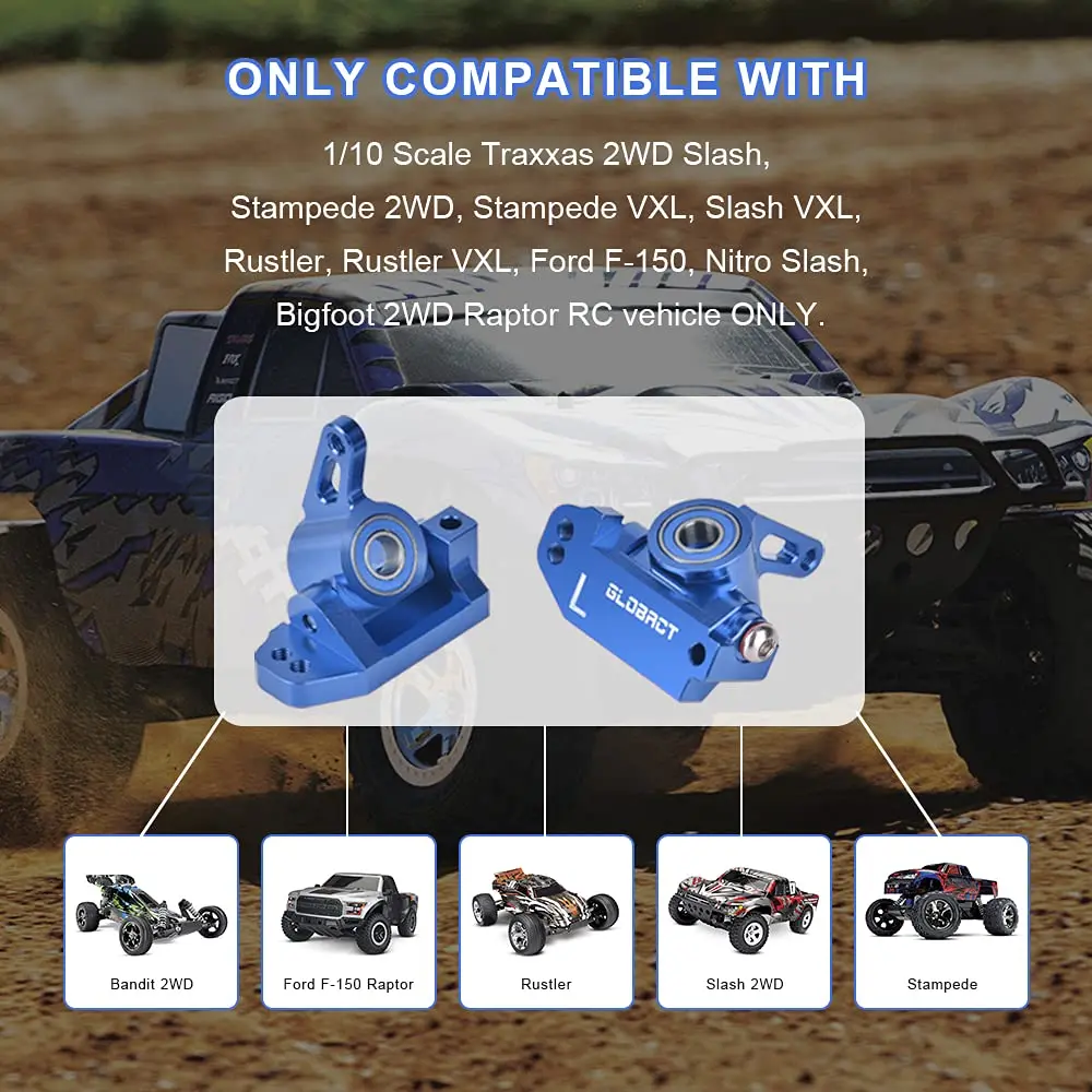 GLOBACT Aluminium Front Caster Block & Stuurblokken kit met Kogellagers voor 1/10 2WD Slash Stampede Rustler Onderdelen