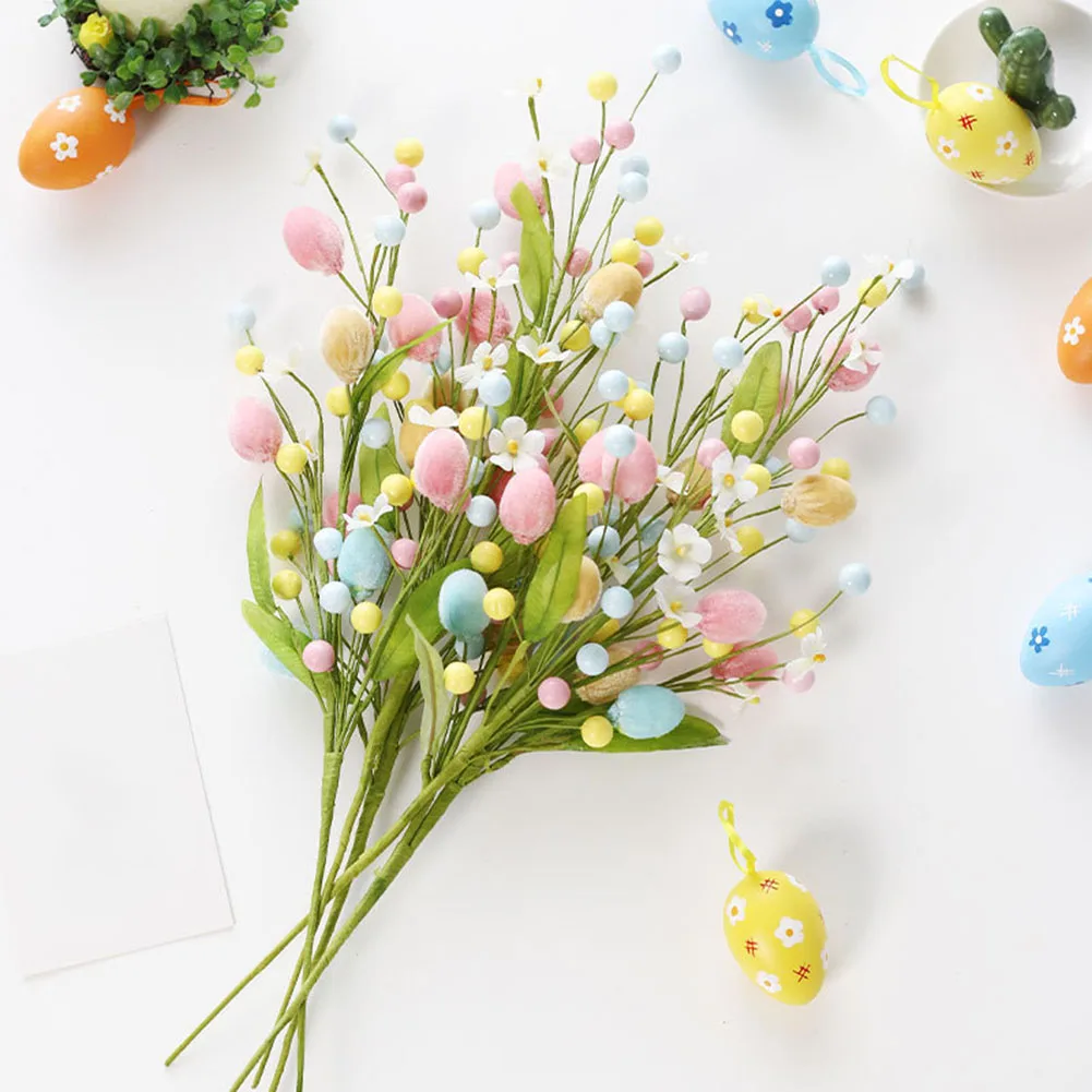 Easter Eggs Branch DIY Flower Arrangements Bouquets Desktop Decoration Home Office Garden Easter Holiday Party Decor 50cm