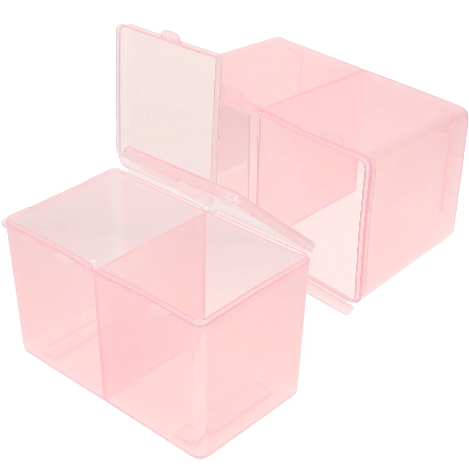 2Pcs Plastic Makeup Cotton Storage Box Organizer Container For Cotton Swab Storage For Students Transparent Dustproof