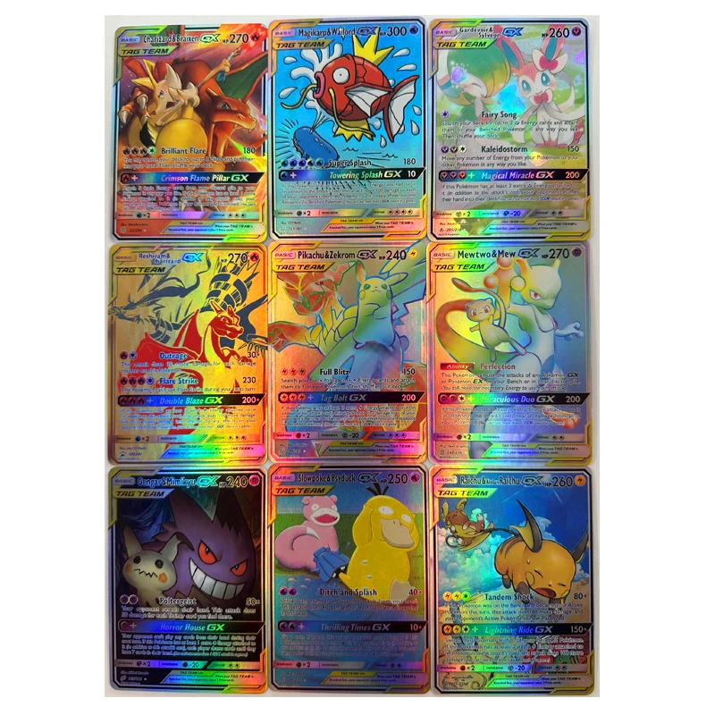 9 шт./компл. PTCG Pokemon английский Magikarp Пикачу Psyduck Charizard DIY домашние игры, коллекционные карты, детские игрушки, подарки