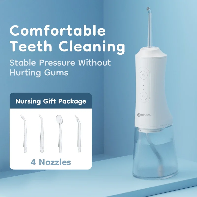 

Перезаряжаемый портативный ирригатор для воды, ирригатор для полости рта, 300 мл, стоматологический резервуар для воды с 3 режимами, 4 струйными наконечниками, водонепроницаемый очиститель зубов