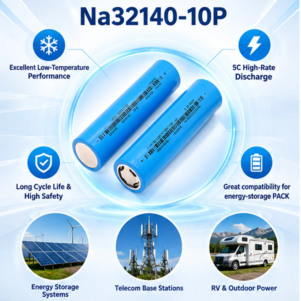 E-power Na32140-10P 3V 10Ah Sodium Ion Battery 30Wh 5C High Rate Rechargeable Cell for E-Bike Start Power Low Temperature