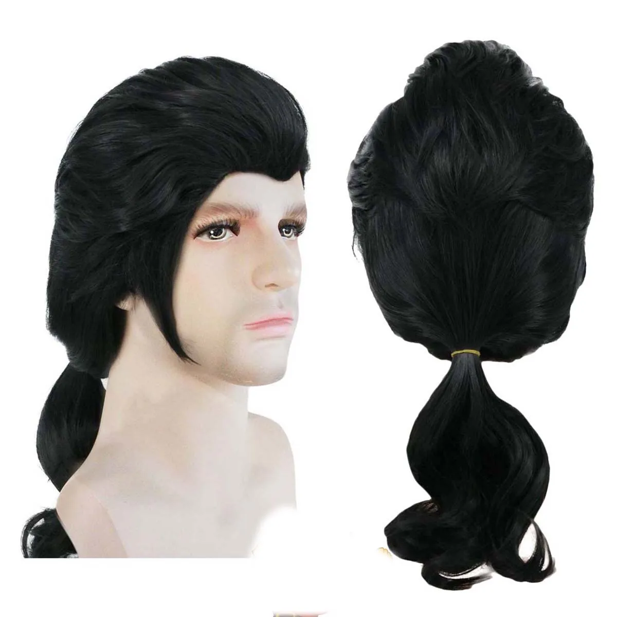 

Мужской Хэллоуин Ролевая игра Принц Гастон Черный короткий вьющийся парик