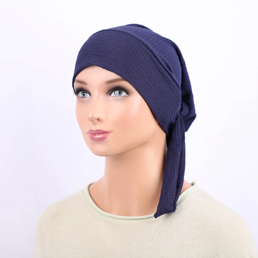 RIMAIRE Muslim Inner Caps for Women Adjustable Solid Islam Turban Hats Tie-Back Closure Undercap Ladies Hair Cover Cap Wholesale