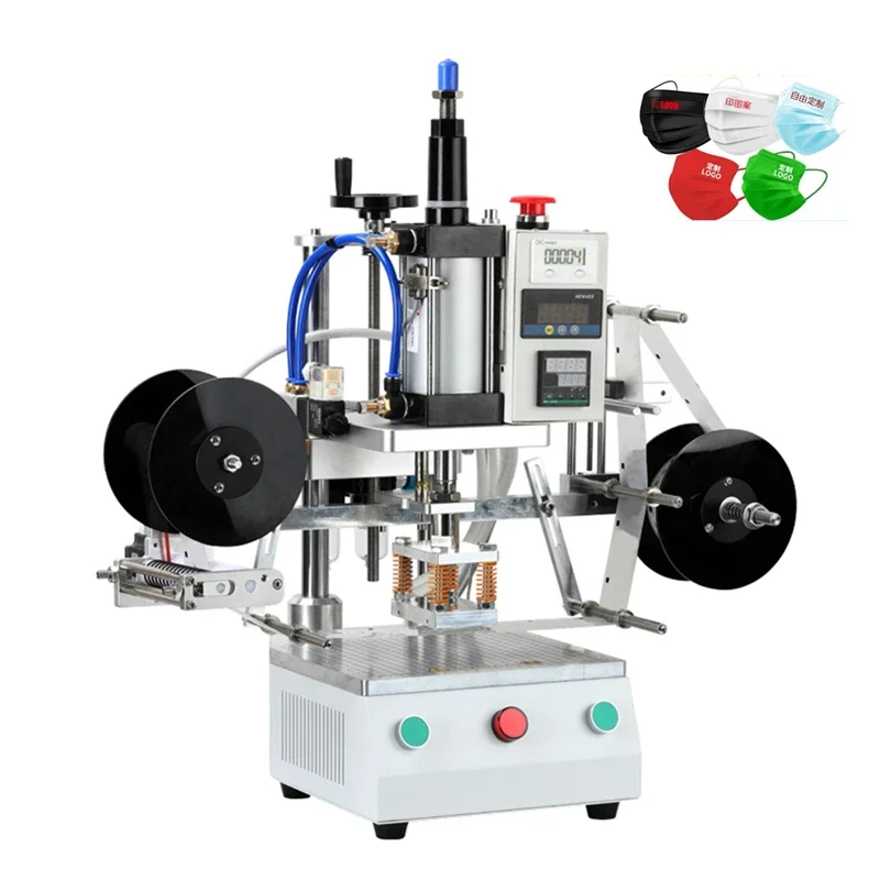 Pneumatic Hot Stamping Machine Heat Transfer Printer 500W for Masks Hat Socks PVC Card Leather Embossing Logo Pattern