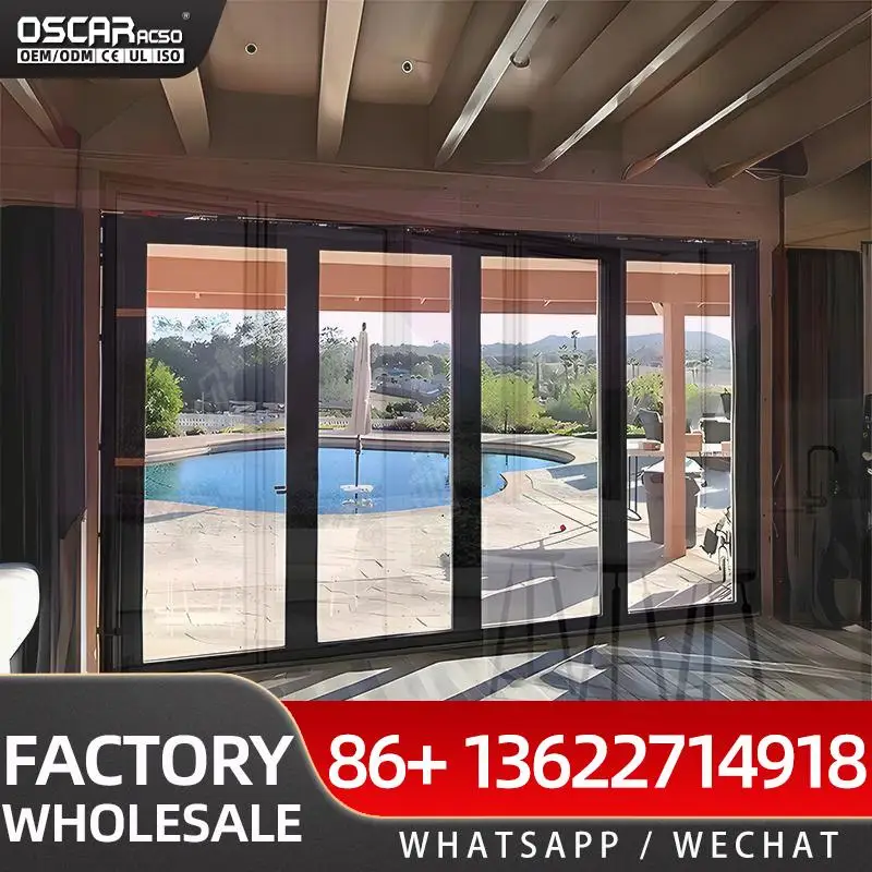 

Современный дизайн, небольшой размер, черное алюминиевое стекло, раздвижное окно, теплоизоляция, складная для вилл, складная дверь