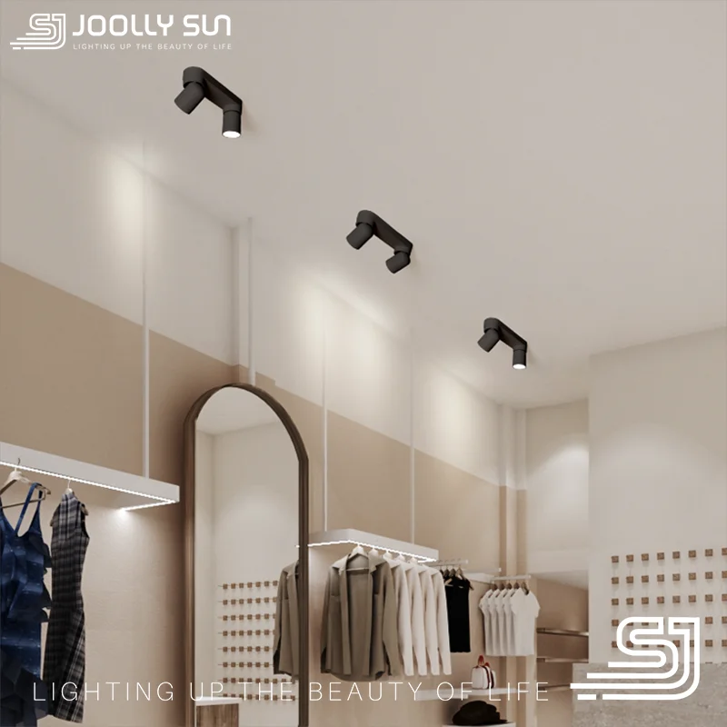 Reflektory LED JoollySun obracający się Downlight montowane na powierzchni światło punktowe do nowoczesnego sklepu z sypialnią 2 głowice lampa