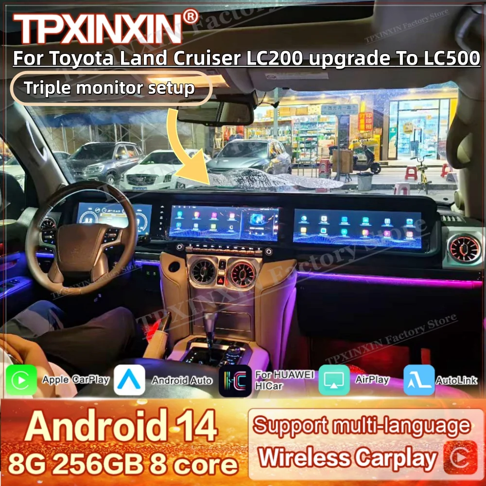 Android Auto para Toyota Land Cruiser LC200, Actualización a LC500, Radio Multimedia con Gps, Navegación, Receptor Estéreo para Auto, Unidad Principal IPS