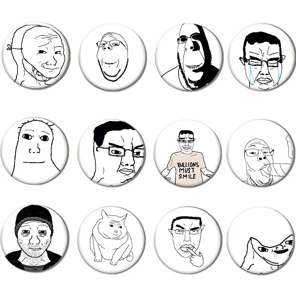 Soyjak Meme Badges Creative Tinplate Button PinsBrooch Creative Quotes Badge Clothes Gift For Kids Friends