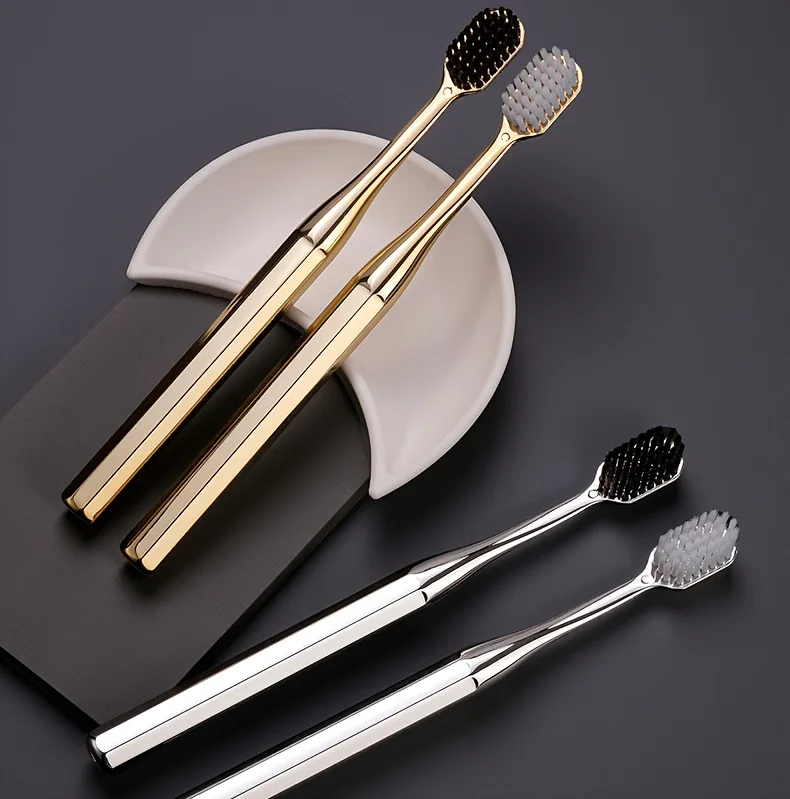 2-pack Luxury Adult Soft Bristle Toothbrush, Roman Column Handle, Deeply Cleans Teeth, Nourishes Gum Health, Travel Portable