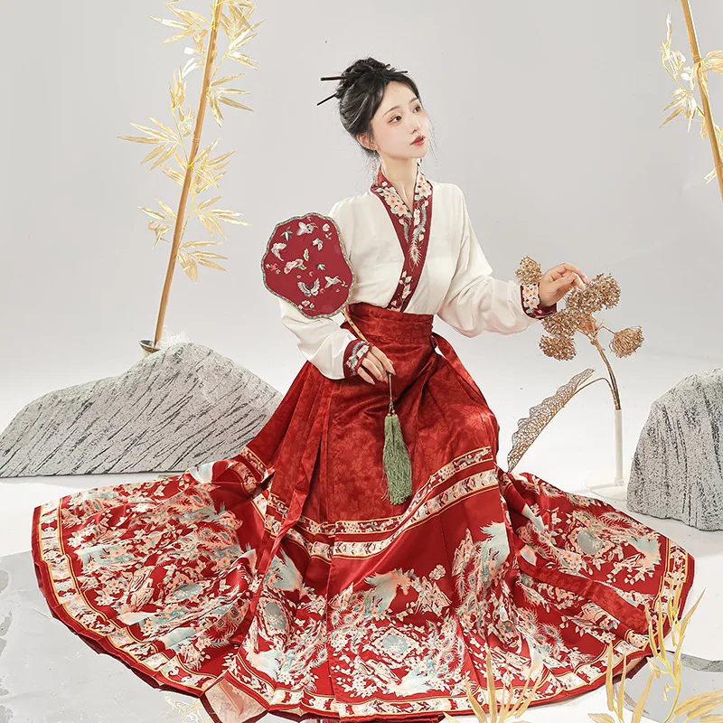 Ming Hanfu aircraft sleeve new Chinese style horse face dress tuta da pendolarismo quotidiana da donna