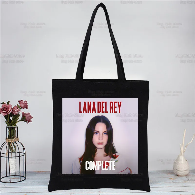 Lana Del Rey-bolso de hombro de lona para mujer, bolsa de mano de lona, color negro, ecológico, solo para la vida, informal