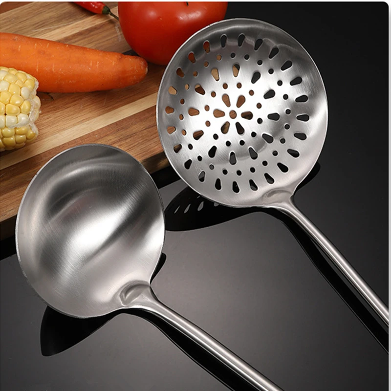 Hollow Long Handle Stainless Steel Spatula Heat Insulation Soup Spoon Colander Food Shovel Kitchen Accessories Cooking Tool Set