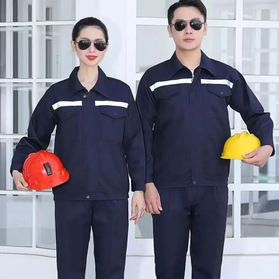 DurableSpring And Autumn New Work Clothes Set Durable Reflective Strip Auto Repair Clothing Workshop Labor Protection Clothing T