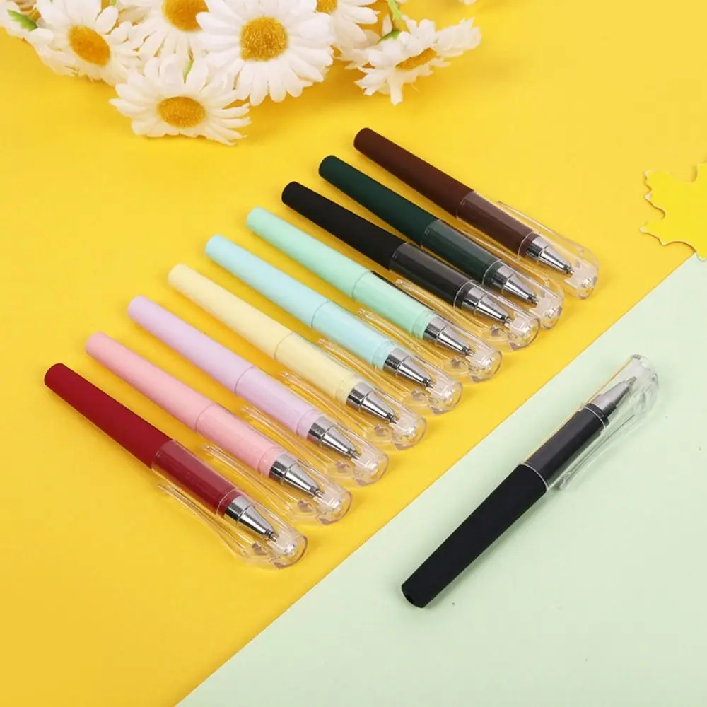 4pcs High-grade Pocket Neutral Pen Plastic Signature Pen Simple Stationery Portable Student Daily Writing Morandi Ballpoint Pen