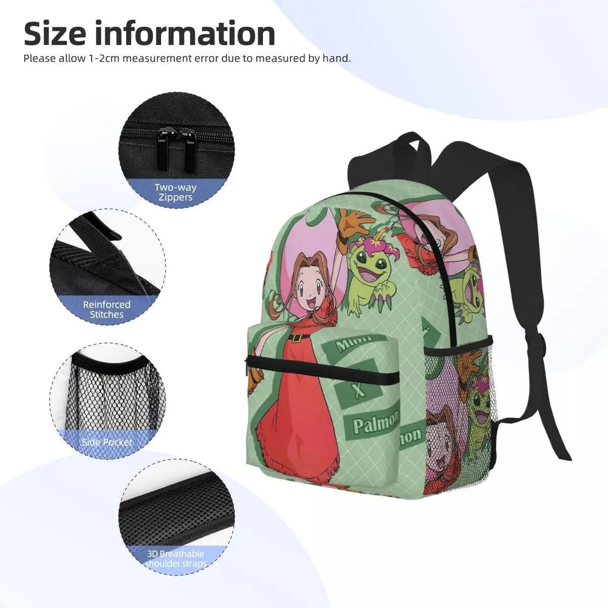 Anime digimon mimi estudante mochila saco de escola caminhadas viagem daypack para meninos meninas moda bookbag sacos ombro