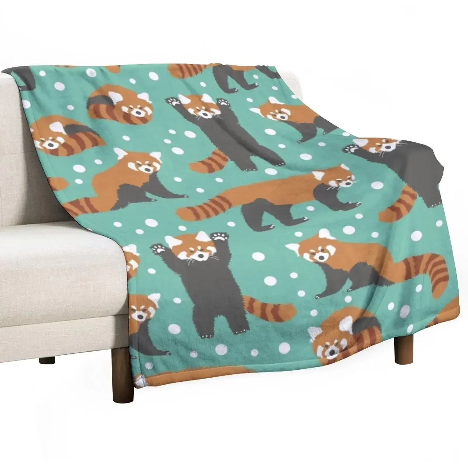 

Cute red panda pattern with white dots and turquoise background Throw Blanket halloween Blankets For Baby Blankets