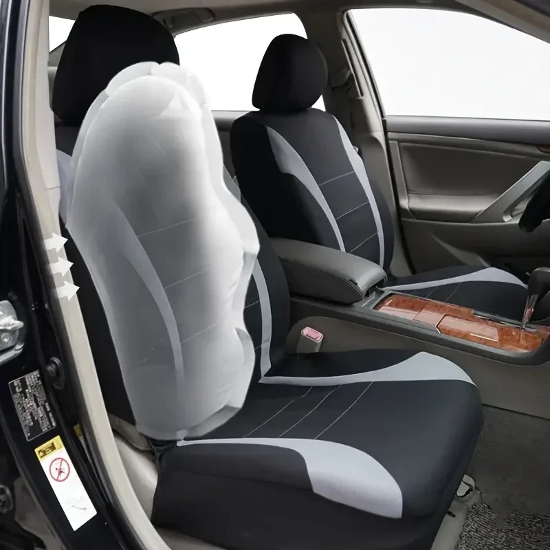 Czterosezonowe uniwersalne pokrowce na przednie/tylne siedzenia samochodu Tkanina poliestrowa chroniąca pokrowce na siedzenia Bezpieczna ciężarówka Van SUV Seat Protecto Accessory — zdjęcie 7
