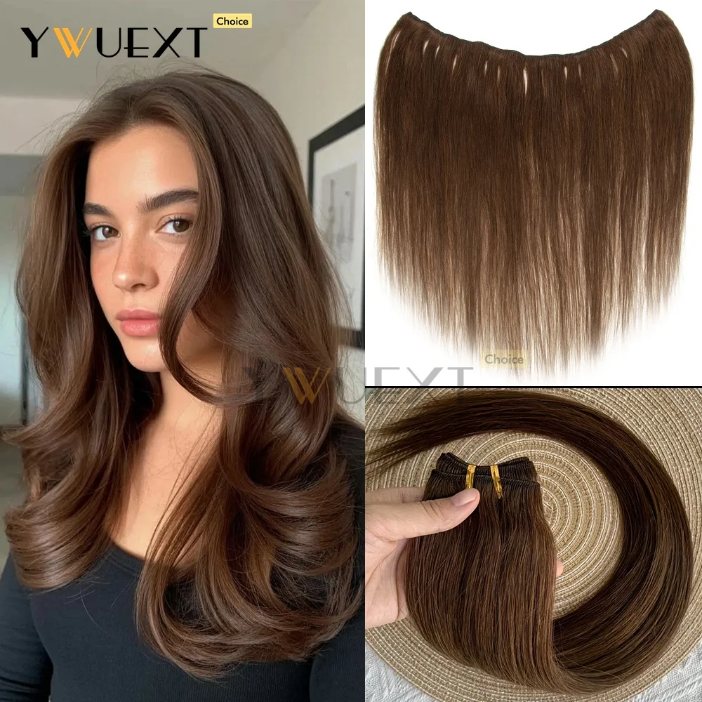 50G/Pack Real Human Hair Weft Bundles Double Sew In Weft Extensions For Women Natural Straight Machine Remy Hair Weft YWUEXT