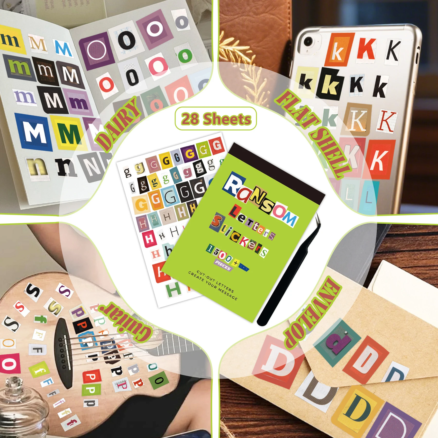 28 ورقة ملصقًا بأحرف أبجدية وأرقام ملونة لتزيين دفتر القصاصات والمجلة والهاتف المحمول #1