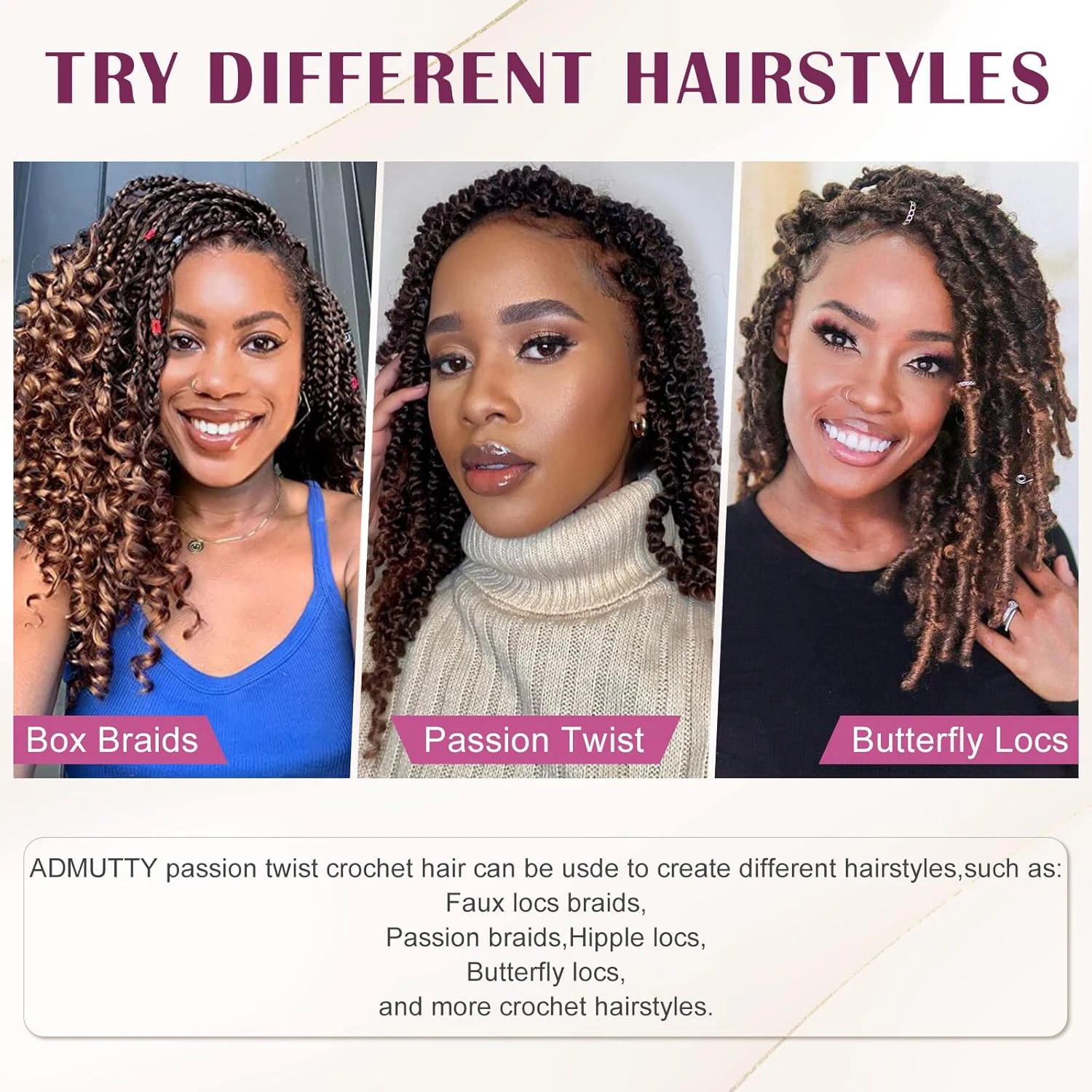 Paixão torção crochê cabelo pré torcido paixão torção cabelo boêmio pré-loop tranças de crochê sintético