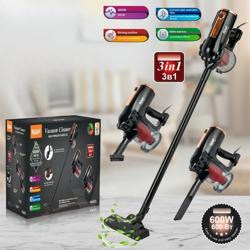 

Многофункциональный мощный проводной пылесос 600 Вт, 10 кПа, с зарядным кабелем 2 метра, контейнером для пыли, для уборки штор и полов