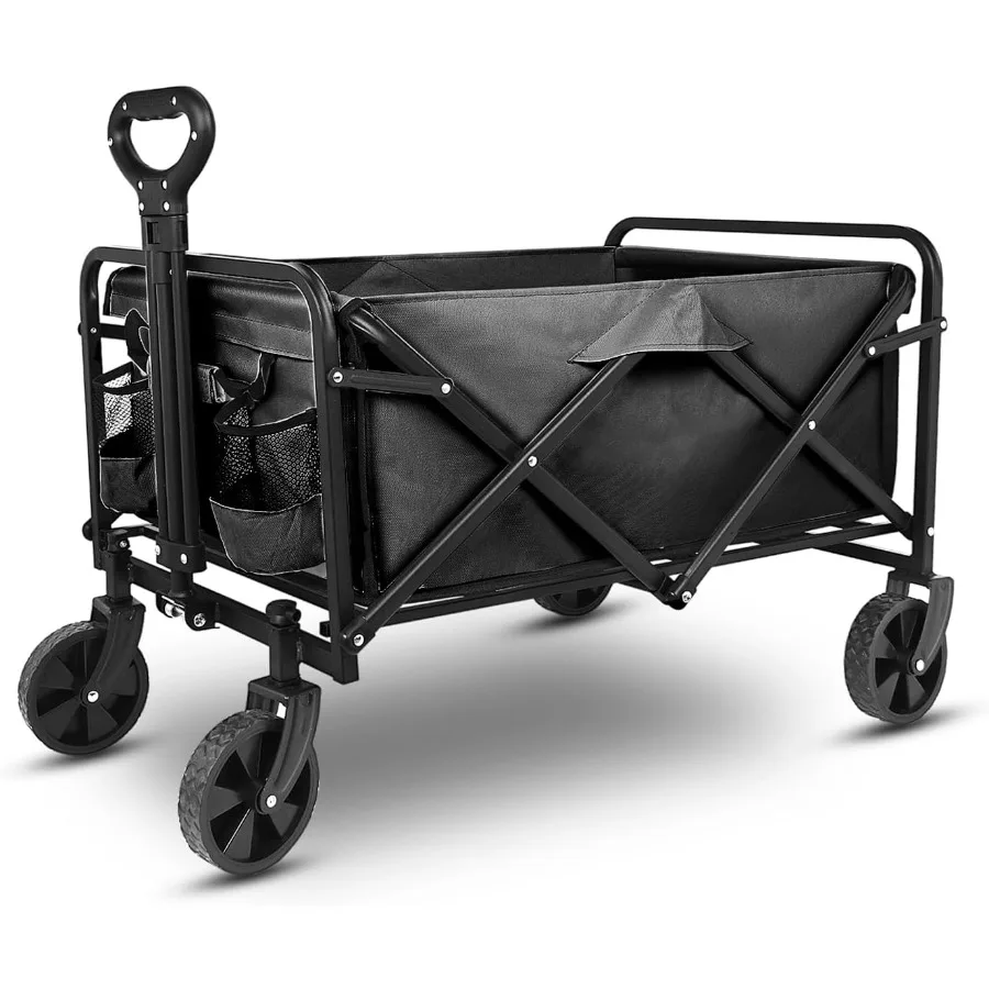 

Foldable Wagon - 220lbs Collapsible Garden Carts with All Terrain Wheels for Outdoor Camping Sports Shopping Gardening - Heavy