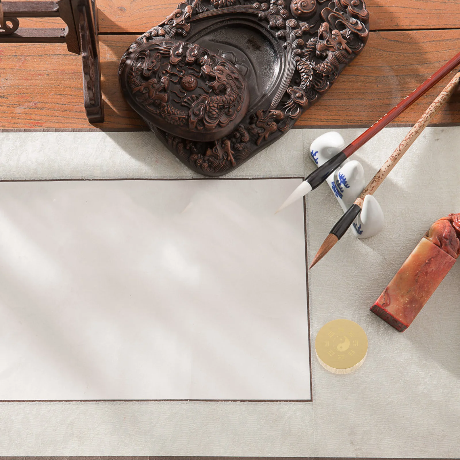 

Decorative Copper Paperweight Calligraphy Practice Metal Smooth Edges Safe Touch Home Office Tabletop Gift Paperweight